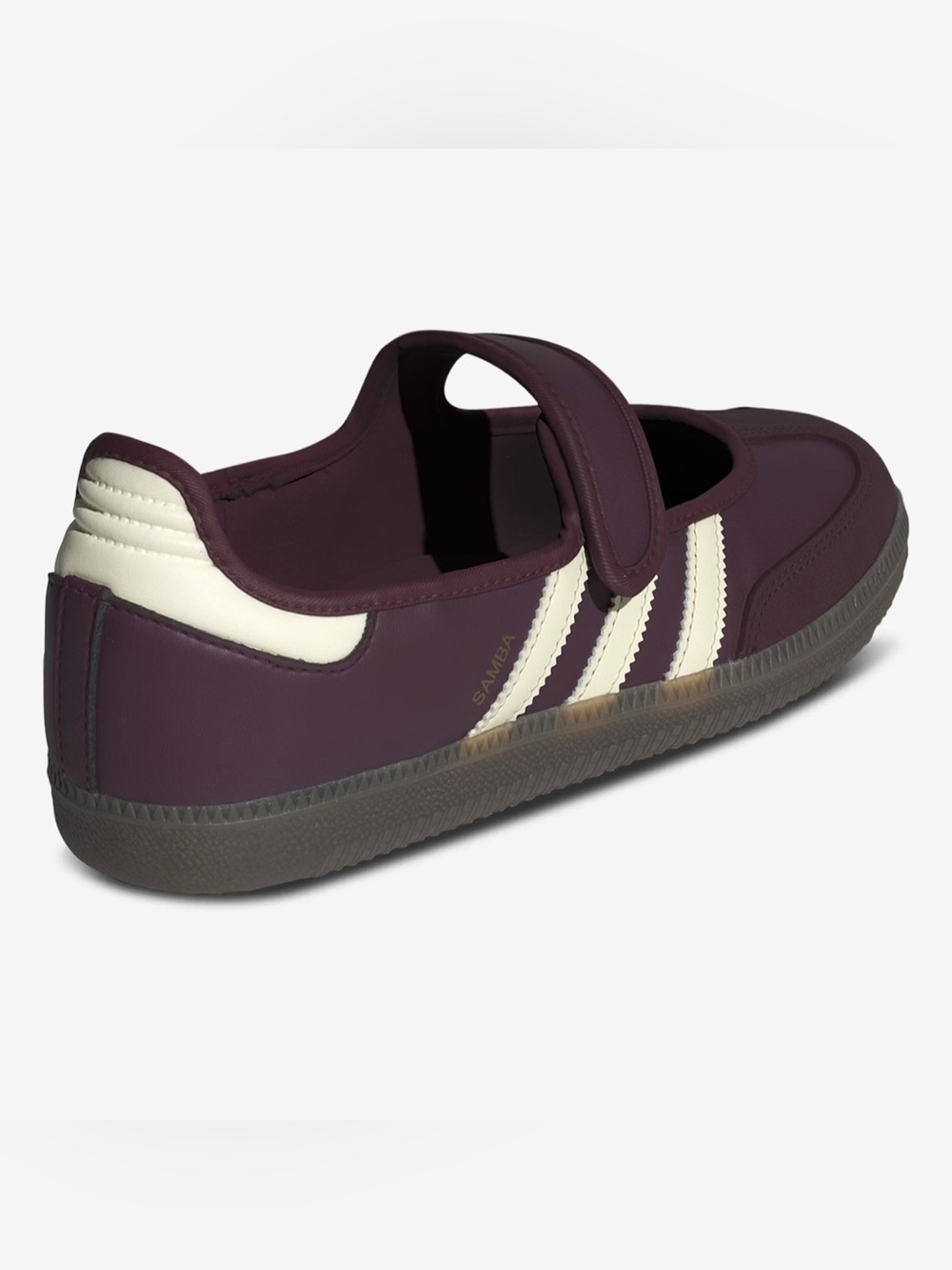 adidas Samba Mary-Jane Sneakers Burgundy with Cream Stripes - Picture 6 of 7